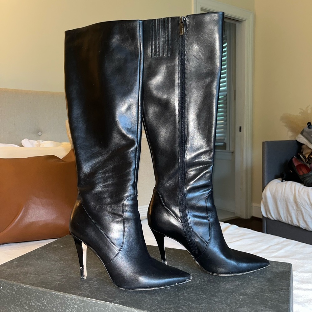 Via Spiga Black Leather Boots
